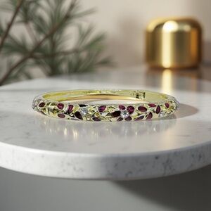 Elegant Cherry Florals Cloisonne Bracelet Bangle